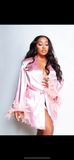 Fancy girl feather satin robe